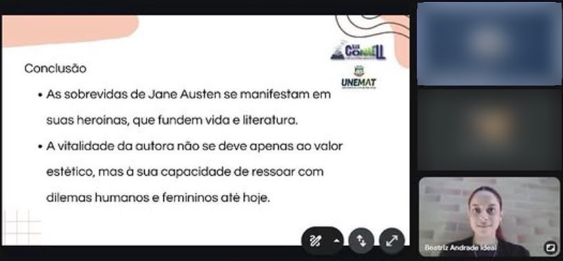 Beatriz presenting the conclusion slide of her research online
